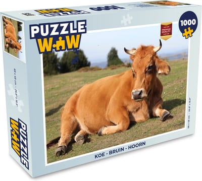 Puzzel Koe - Bruin - Hoorn - Legpuzzel - Puzzel 1000 stukjes volwassenen