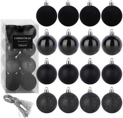 Kerstballen Set Onbreekbaar Zwart 5 cm 16 stuks - Kerstdecoratie