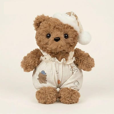 Schattige Slapende Teddybeer Pluche Speelgoed Met Pyjama En Nachtmuts Zacht Knuffeldier Pop Kinderen Troost Festival Cadeau Huisdecoratie 23CM brown