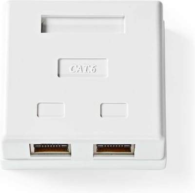 Nedis Netwerk Wanddoos - Opbouwmontage - 2 poort(en) - STP CAT6 - Recht - Female - Goud Verguld - PVC - Wit - Envelop