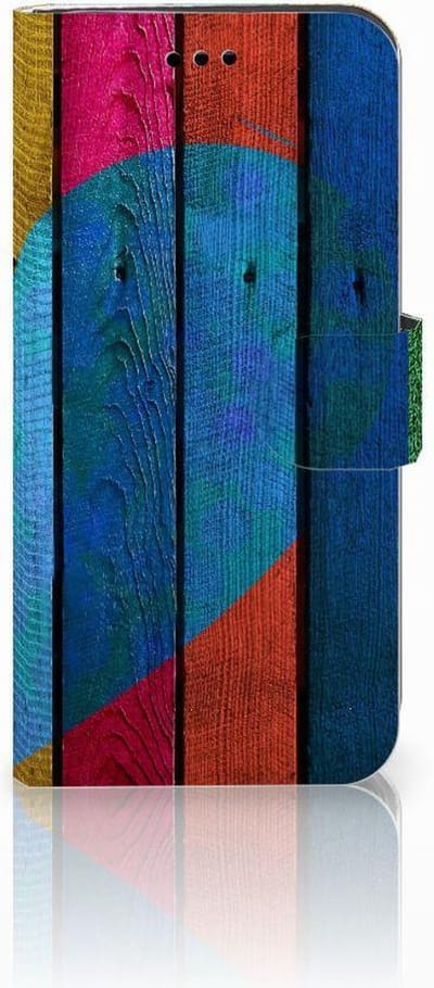 Huawei P10 Lite Book Style Case Wood Heart - Cadeau voor je Vriend