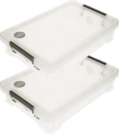 Allstore Opbergbox - 2x stuks - 5,5 liter - kunststof - 39 x 25 x 9 cm