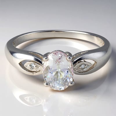 Cavill - Zilveren Ring - 925 Sterling Zilver - Ovale Toermalijn 0,65 ct uit Mozambique - Witte Topazen Rond 0,007 ct - Elegante Ring met Edelsteen