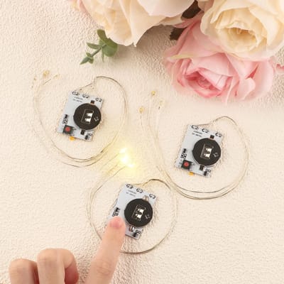 Creatieve Halo Lichten voor DIY Luminous Kerstkaarten en Scrapbook Decoratie - 3 Stuks Zelfklevende Eenheden met Warm Wit Licht