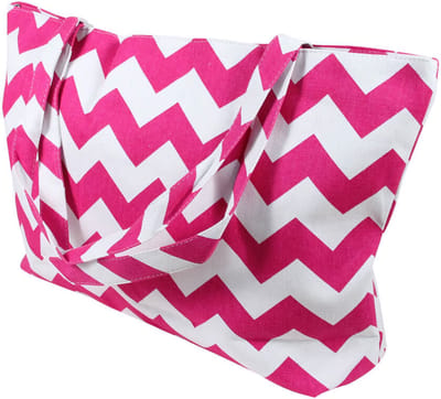 Fleurige Strandtas / Campingtas / Zwemtas | Reistas | Met Rits - Wit-Roze