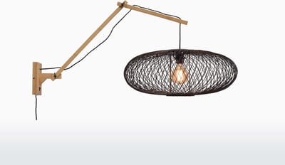 GOOD&MOJO Wandlamp Cango - Bamboe/Zwart - 105x60x60cm - Binnen Scandinavisch,Bohemian