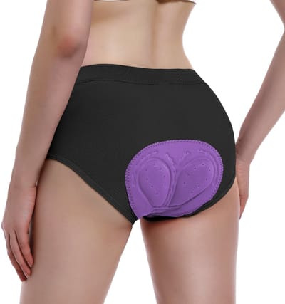 MEETYOO Fietsbroek Dames - Fietsonderbroek - E bike - Fietsondergoed - Wielerbroek 4D-Zwart-Paars-S