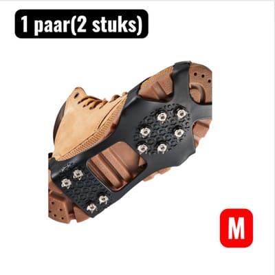 1 paar(2 stuks) - Stijgijzers - IJs Klauwen - 10 Punten Anti-Slip Sneeuw Spikes - Verstelbare Ijs Traction voor Schoenen en Laarzen - Universele antislip spikes voor op ijs - Geschikt voor wandelen, bergbeklimmen en skischoenen - Zwart - Maat M