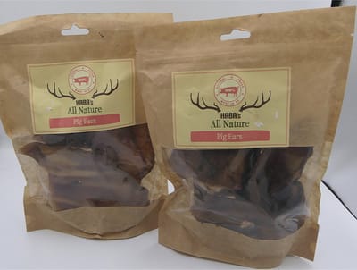 Haba's All Nature 2 X 4 varkensoren low fat, gluten vrij , hypo-allergeen ,Proteinen evenwicht, tand en tandvleesverzorgend.