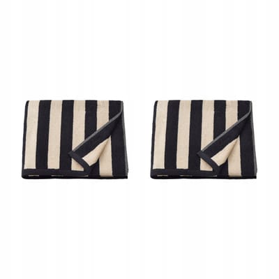 2x Luxe Badhanddoek 70x140 cm - Zwart & Beige Gestreept - 100% Katoen
