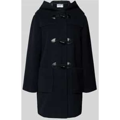 Lange jas met capuchon en knoopsluiting