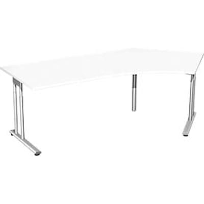 Hoekbureautafel 135° PALENQUE, C-poot, handmatig in hoogte verstelbaar, hoek rechts, B 2165 x D