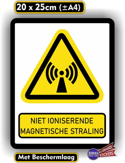 Jerma - Magnetische straling - ISO norm - waarschuwing sticker - 20 x 25 cm - Weerbestendig - Vinyl