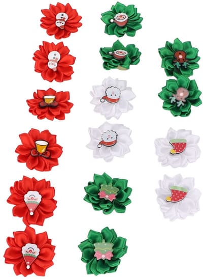 Dailygoody - Hond kerst bloem haarelastiekjes - Kerstaccessoire - 16 stuks - Aantrekkelijke hond elastiekjes - Geschikt voor kleine en middelgrote hon