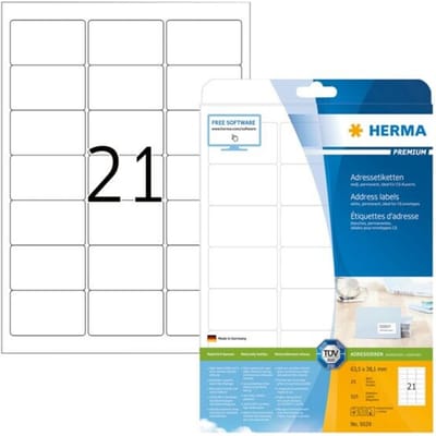 Etiket HERMA 5029 63.5x38.1mm premium wit 525 stuks