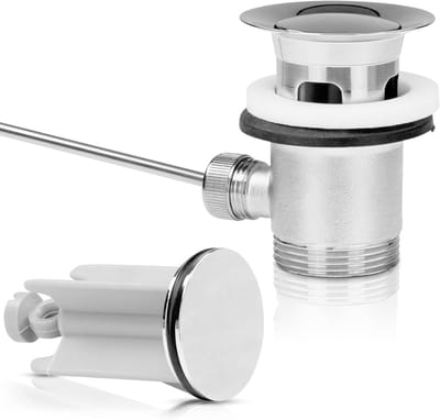 Afvoerplug Set - Wastafelkraan Accessoires - Badkamer Installatie - Excentrisch Ontwerp Eenvoudige Montage - 1 1/4 Inch - Chroom