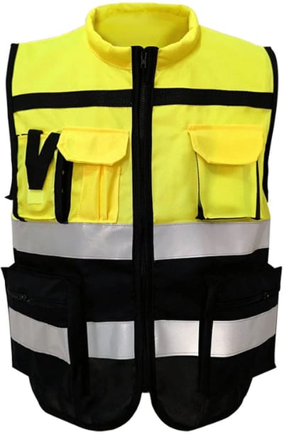 ONF3 - Reflecterend Veiligheidsvest - Hoge Zichtbaarheid - Met Zakken - Geel Zwart - Veilig Werken - Unisex - XL 175