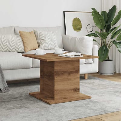 vidaXL - Salontafel - 55,5x55,5x40 - cm - bewerkt - hout - artisanaal - eikenkleur