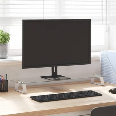 vidaXL - Monitorstandaard - 80x20x8 - cm - gehard - glas - en - metaal - wit