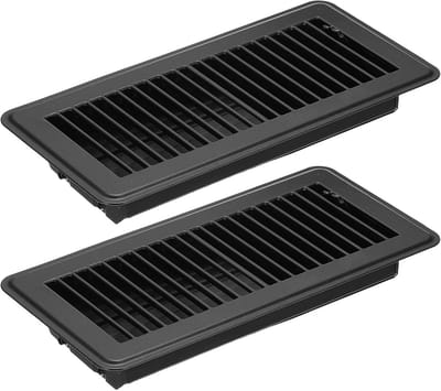 Vloerroosters 25x10 cm - 2 stuks - Zwart - Verstelbare Luchtkleppen - Voor Droge en Natte Ruimtes