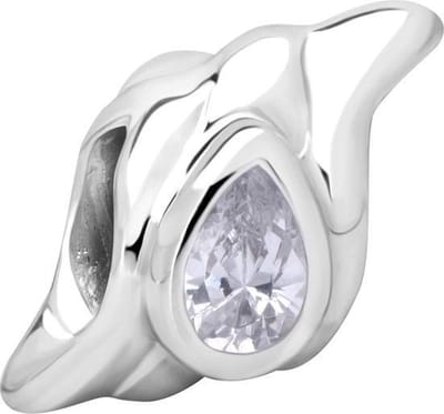 Quiges - 925 - Zilveren - Bedels -Sterling zilver - Beads - Abstract Symbool met Zirkonia Druppel Kraal Charm - Geschikt – voor - alle bekende merken - Armband Z459