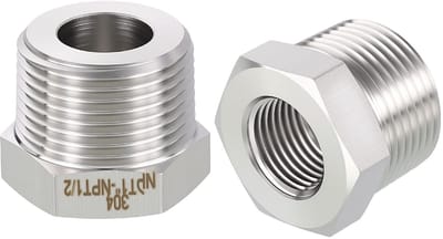 Dailygoods - 2 Stuks RVS Mannelijk naar Vrouwelijk Adapter 1" naar 1/2"