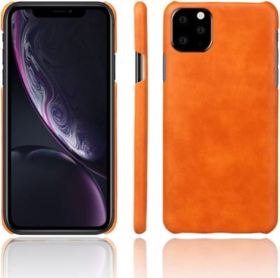 ShieldCase Hoesje geschikt voor Apple iPhone 12 / 12 Pro - 6.1 inch vintage leren hoesje - oranje - Premium Leer Case - Stijlvol - Duurzaam Telefoonhoesje