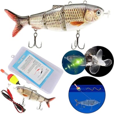 Elektrische Lokken Robot ZwemmenUSB Oplaadbare Lokt Multi Jointed Swimbaits met LED Licht - Hard Lokt Visgerei Bass Vissen - Jeyie Vissen