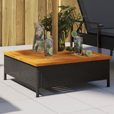 vidaXL - Parasolvoetbedekking - 70x70x25 - cm - poly - rattan - acaciahout - zwart