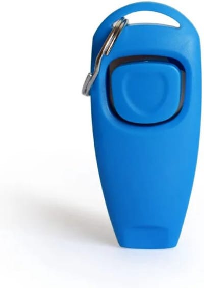 FSW-Products - Luxe Clicker met Fluit - Clickertraining voor Honden - Blauw - Bevestigingsring - Training voor Huisdieren