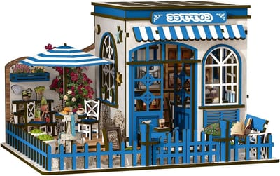 Houten Boekhoek Puzzel - 3D Puzzel Kit - Hobby Project - Nauwkeurig Gesneden Stukken - 1 Pond - Santorini Sun