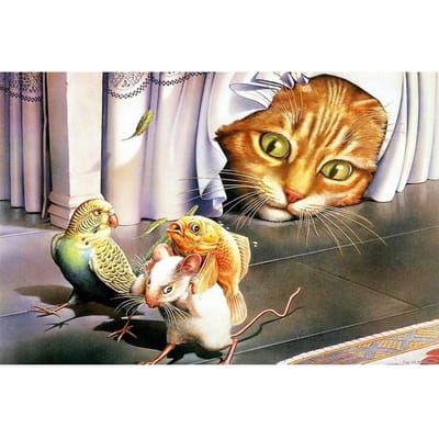 Peinture diamant thème  chat , broderie 5D à faire soi-même, mosaïque, strass, point de croix, décoration de la maison 20X30CM beige
