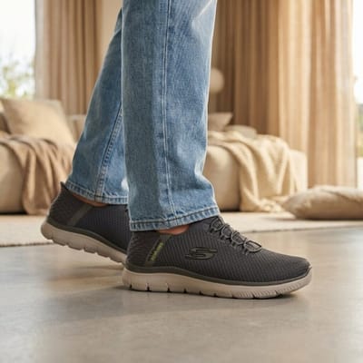 Skechers Slip-ins: Summits - Key Pace Wide Fit heren sneakers - Grijs - Extra comfort - Memory Foam - Maat 48.5