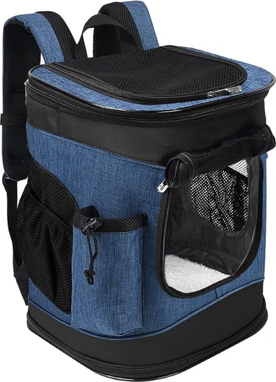 Opvouwbare Gewatteerde Hondenrugzakdrager - Draagbare Rugzak voor Kleine Honden tot 8 kg - Comfortabele Reisdrager - Ventilatie en Verstelbare Gespen - Ideaal voor Wandelingen en Reizen met Jouw Vierpotige Vriend