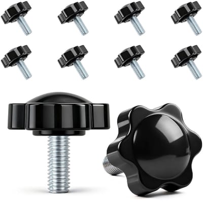 Pack van 10 Ster Grip Schroeven M8 x 20 mm, Knurled Schroeven met Handvat, Geschikt voor Machines en Bevestigingssystemen