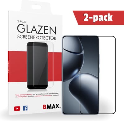 2-pack BMAX Screenprotector geschikt voor Xiaomi 14T - Full Cover gehard glas - Xiaomi screenprotectors - Telefoonaccessoires - Telefonie & Accessoires - Beschermglas - Glas screenprotectors - Zwart