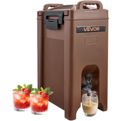 VEVOR Geïsoleerde Drankdispenser 19 L Warme en Koude Drankdispenser met Kraan en Handvat, Voedselveilige Thermische Drankdispenserkoeler voor Thee, Koffie, Water in Cafés en Restaurants, Bruin