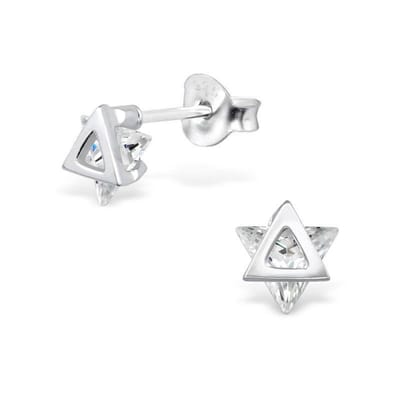 Aramat Jewels | Oorbellen | Zilveren Driehoek Oorbellen Geometrisch – 925 Zilver | Zilver Zirkonia-6mm | | | Zilver | Kinderen, Volwassenen | Verkleurd niet