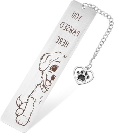 Hondenboekenlegger voor Vrouwen, Stalen Boekenlegger voor Boekenliefhebbers, Schattige Hondenontwerp met Pendant en Cadeaubox, Perfect Cadeau voor Hondenliefhebbers