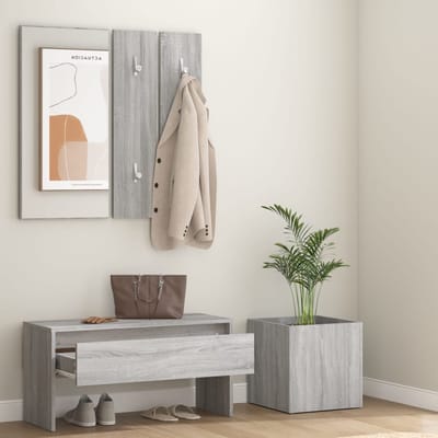 vidaXL - Garderobe - set - bewerkt - hout - grijs - sonoma - eikenkleurig