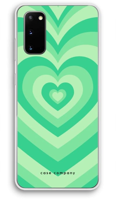 Case Company® - Hoesje geschikt voor Samsung Galaxy S20 hoesje - Hart Groen - Soft Cover Telefoonhoesje - Bescherming aan alle Kanten en Schermrand