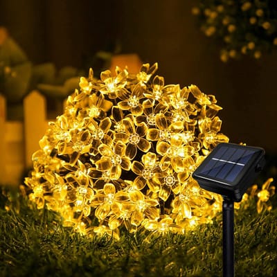 Slingerverlichting op zonne-energie - LED-kersenbloesemslinger - Bloemenslinger voor buiten - 12 meter - 100 LED-lampjes - Waterdicht - 8 standen met geheugenfunctie - Geschikt voor tuinen, terrassen, balkons, feesten en bruiloften