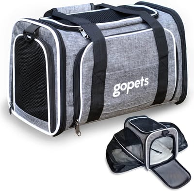 Gopets Draagtas Hond en Kat – Hondentas – Reistas – Kattentas – Geschikt Voor Vliegtuig – Tot 5,5KG – Grijs – 40 x 25 x 25 cm – M