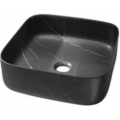 Aurlane Waskom Marmer Look - Keramiek - Rechthoekig - Mat Zwart - 57x43x25cm