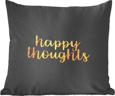 Sierkussens - Kussentjes Woonkamer - 60x60 cm - Quote - Happy - Goud - Marmer