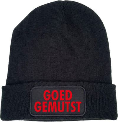 Muts zwart | rood - Goed gemutst - soBAD. | Wintersport | Schaatsen | Après ski outfit Warme Muts voor Volwassenen | Heren en Dames Beanie | Schaatsen | Wintermuts