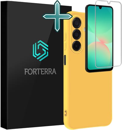 Hoesje Met Screenprotector - Geschikt voor Samsung Galaxy A26 - Sterk & Shockproof - Telefoon Hoes - Back Cover - Siliconen Case - Geel