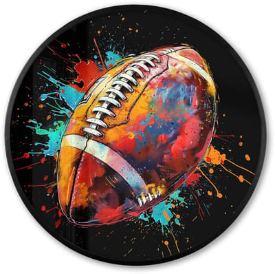 Poster in lijst Rond - Fotolijst 60x60 cm - Posters - Graffiti - Sport - Rugby - American Football - Ronde posterlijst zwart - Decoratie - Wanddecoratie woonkamer - Muurdecoratie slaapkamer