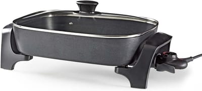 TIM® Partypan -Airfryer -Hapjespan - Capaciteit 7,5 liter - Diameter 40 cm - Zwart - 50cm x 23cm x 31cm