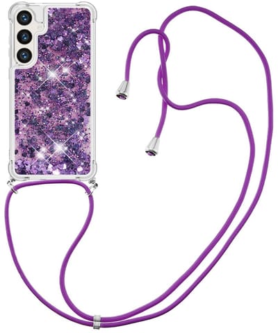 Coverup Hoesje - Geschikt voor Samsung Galaxy S26 Hoesje - Coverup Liquid Glitter Back Cover met Koord - Paars